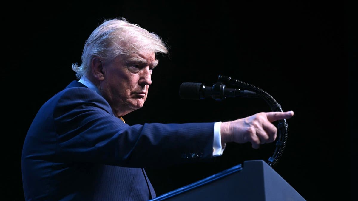 Imagen de Donald Trump en la conferencia de la OTAN