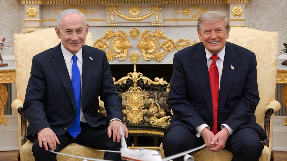 Benjamin Netanyahu y Donald Trump en el Despacho Oval