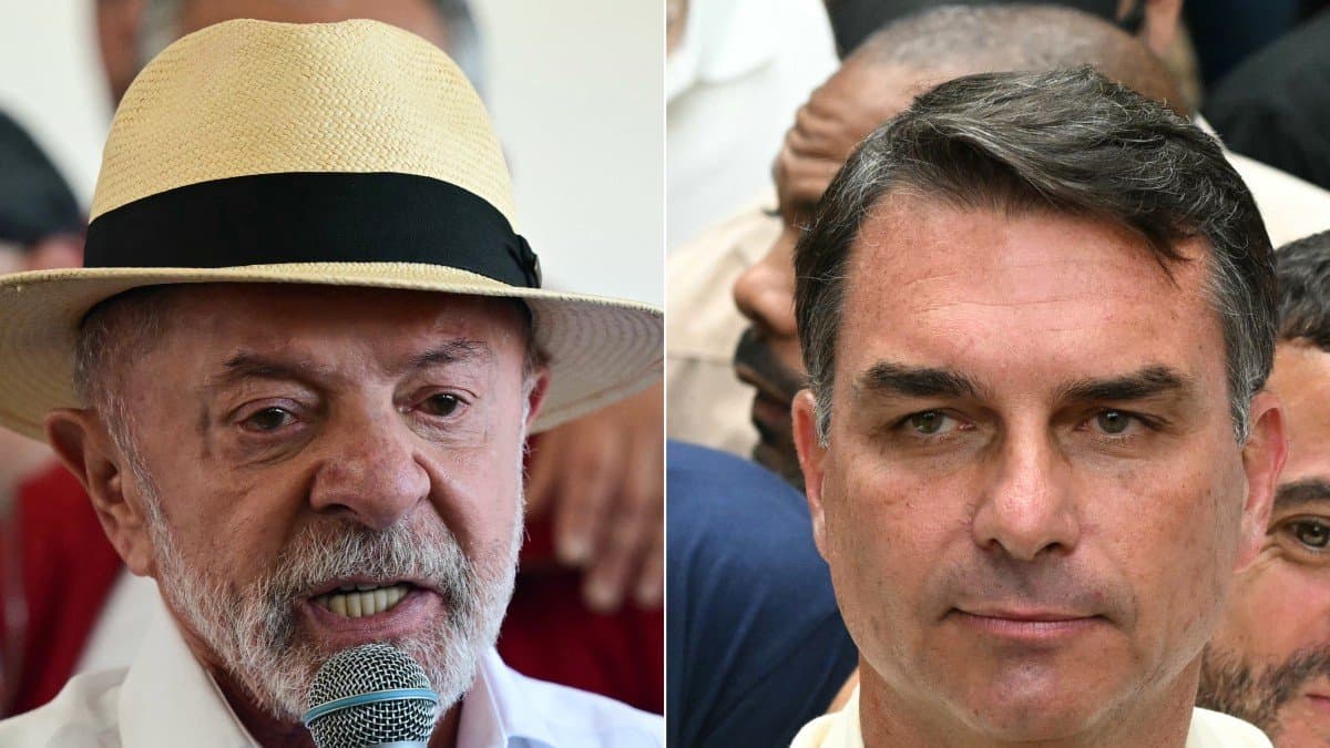 Una imagen editada de Lula da Silva y Flavio Bolsonaro