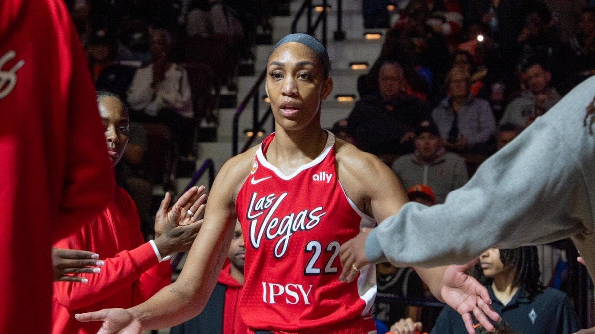 A'ja Wilson, de las Las Vegas Aces, durante un partido en 2026